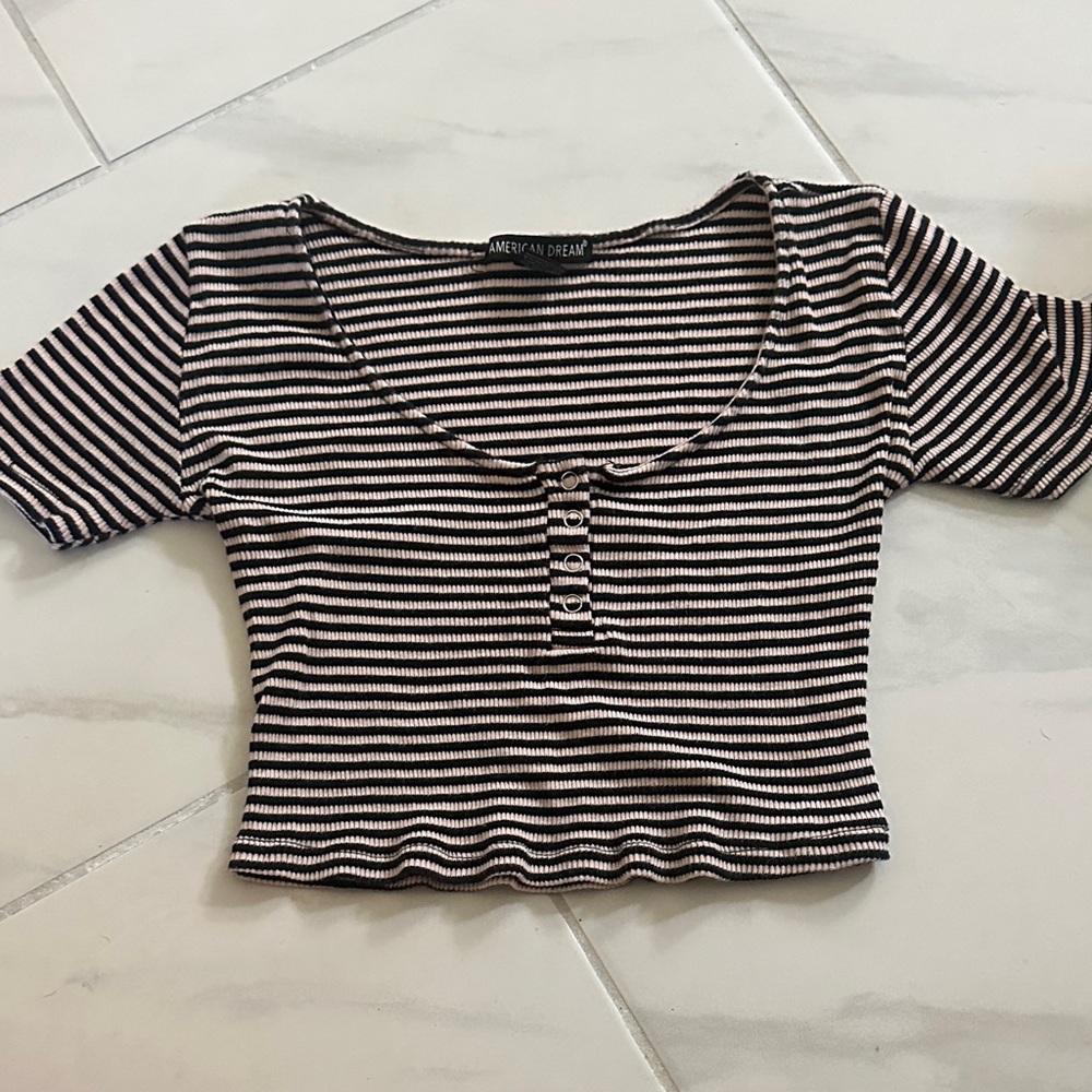 American Dream Striped Short Sleeve Top